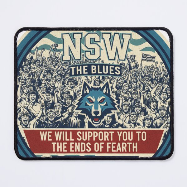 Item preview, NSW The Blues - Loyal Fans Border Shield Wolf Art designed and sold by Pixel & Beyond.