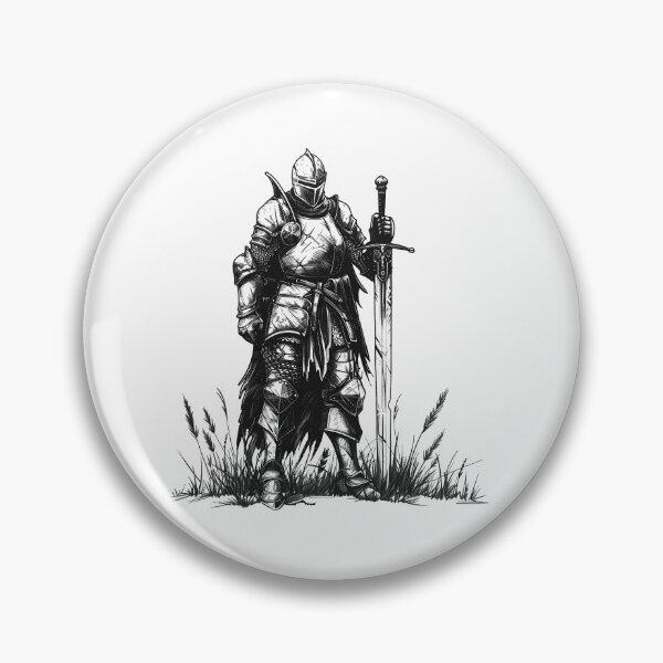 Item preview, Medieval Knight Drawing – Black and White Fantasy Warrior Art designed and sold by inkoutninja.