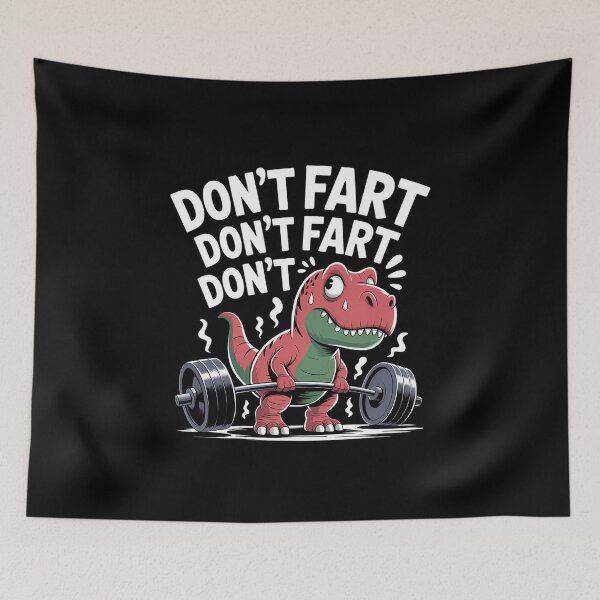Item preview, T Rex Dinosaur Weightlifting Gym Workout Don't Fart designed and sold by EllenJast.