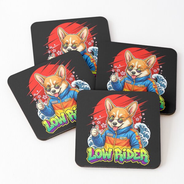 Item preview, Corgi Dog Racer Mascot Streetwear Japanese Sun Vector Illustration designed and sold by Tong4130.