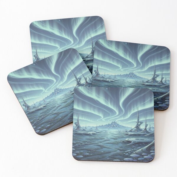 Item preview, Ethereal Nexus: Organic Sci-Fi Outpost under Aurora Skies designed and sold by KYOFRAME.