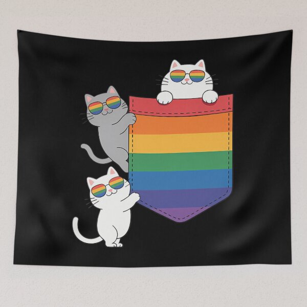 Item preview, Funny Pocket Cute cat LGBT Animal Rainbow Flag Gay Pride designed and sold by AsteriskDatBArt.