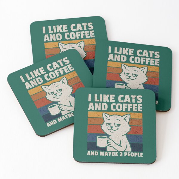 Item preview, I Like Cats And Coffee And Maybe 3 People Retro Funny Saying designed and sold by NosandEdgy.