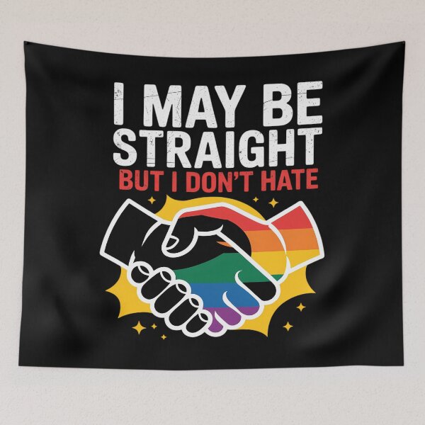 Item preview, I May Be Straight But I Dont Hate Gay Pride Flag LGBTQ Ally designed and sold by AsteriskDatBArt.