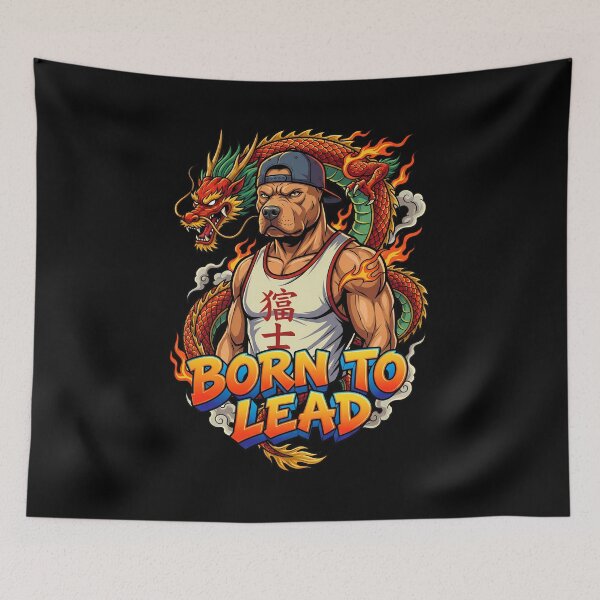 Item preview, Fierce Pitbull Mascot Street Fashion with Dragon Tattoo Vector Art designed and sold by Tong4130.