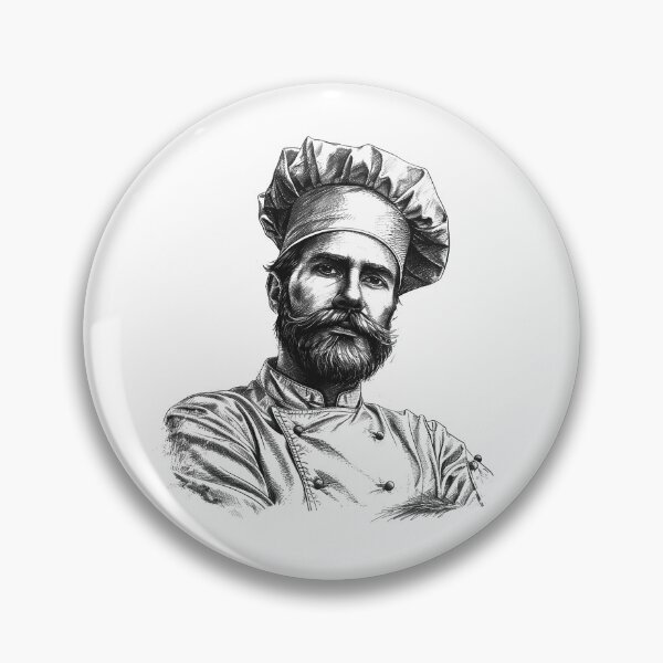 Item preview, Bearded Chef Portrait – Black and White Culinary Illustration designed and sold by inkoutninja.