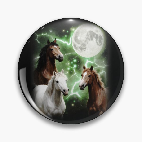 Item preview, Three Horses Moon Scene | Powerful Wildlife Mountain Illustration designed and sold by bngfx.