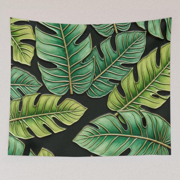 Item preview, Tropical Leaf Pattern on Black designed and sold by Kaleidoscope Print.