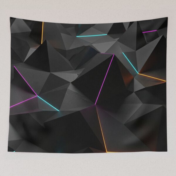 Item preview, Neon Edge Low Poly Black designed and sold by Kaleidoscope Print.