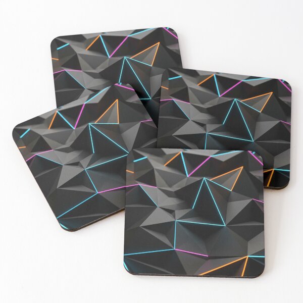 Item preview, Neon Polygon Grid on Black designed and sold by Kaleidoscope Print.