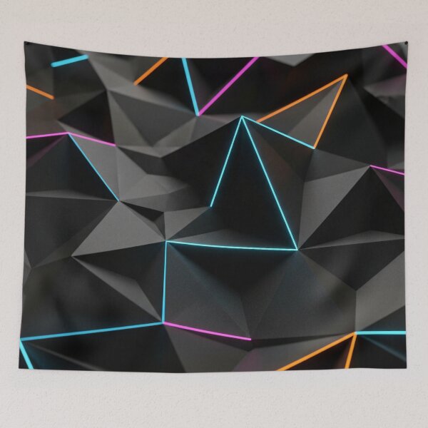 Item preview, Neon Polygon Grid on Black designed and sold by Kaleidoscope Print.