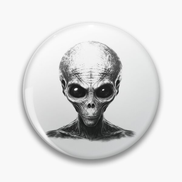 Item preview, Grey Alien Portrait – Black and White Sci-Fi Extraterrestrial Art designed and sold by inkoutninja.