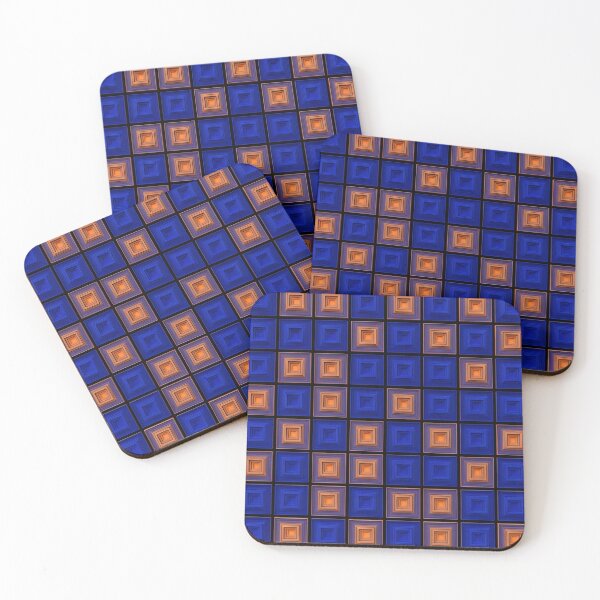 Item preview, Blue and Amber Geometric Tile Pattern designed and sold by Kaleidoscope Print.