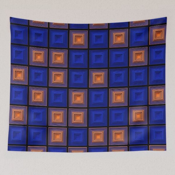 Item preview, Blue and Amber Geometric Tile Pattern designed and sold by Kaleidoscope Print.