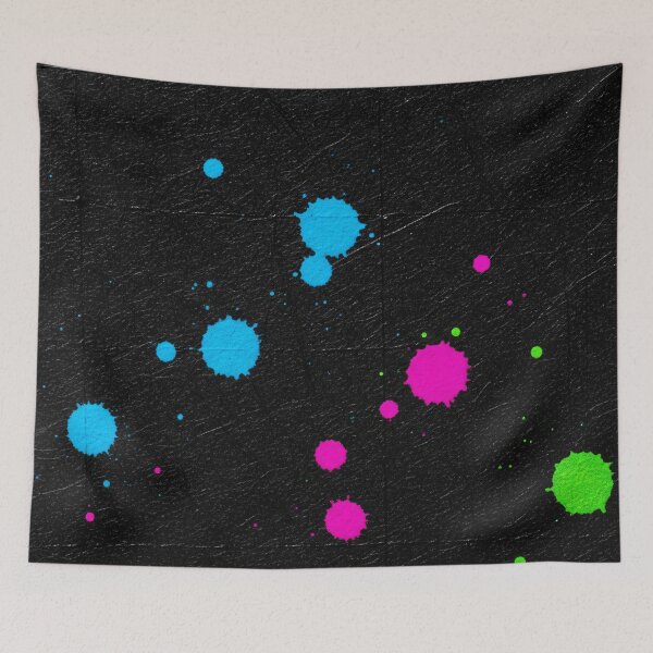 Item preview, Neon Paint Splatter on Black designed and sold by Kaleidoscope Print.