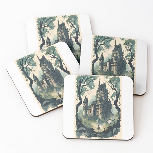 Item preview, Ruins Reclaimed by Nature Poster Sumi-e Ukiyo-e ink Art designed and sold by blacksealstudio.