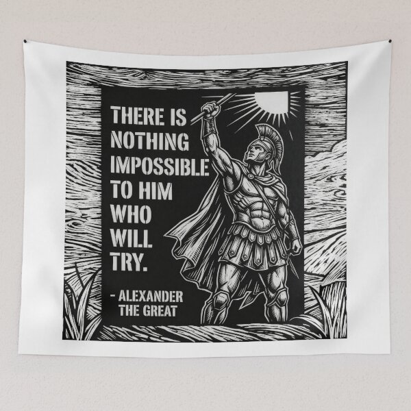 Item preview, Alexander the Great Impossible Quote Warrior Woodcut Art designed and sold by AbstractAuraArt.