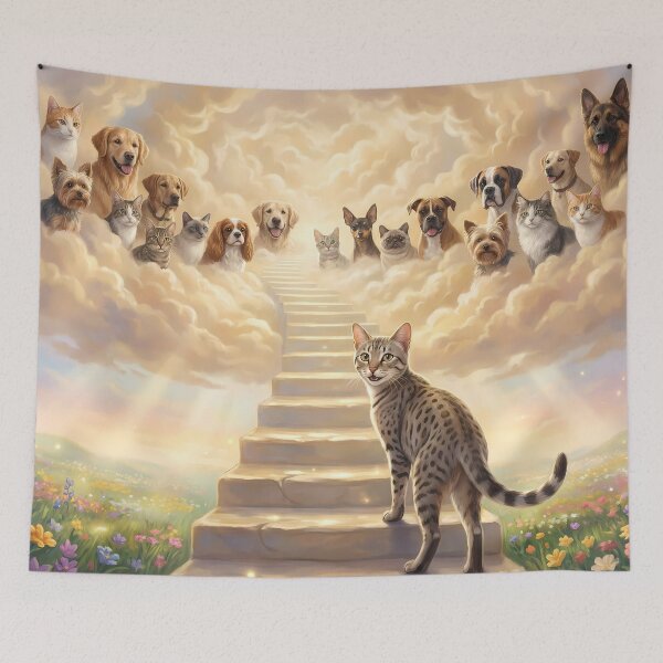 Item preview, Egyptian Mau on Stairway to Heaven Looking Back designed and sold by PetMemorialArt.
