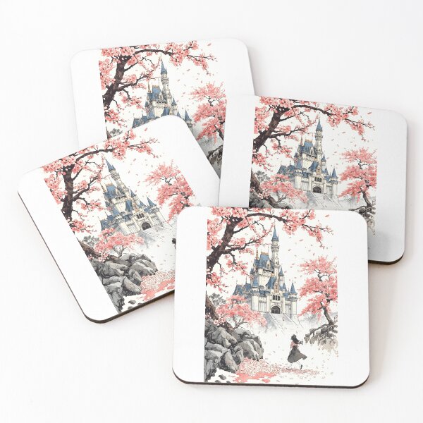 Item preview, Castle of Falling Blossoms Poster Sumi-e Ukiyo-e ink Art designed and sold by blacksealstudio.