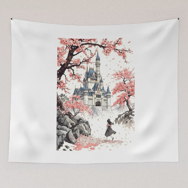 Item preview, Castle of Falling Blossoms Poster Sumi-e Ukiyo-e ink Art designed and sold by blacksealstudio.