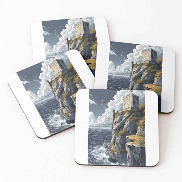 Item preview, Fortress at the Edge of the World Poster Sumi-e Ukiyo-e ink Art designed and sold by blacksealstudio.