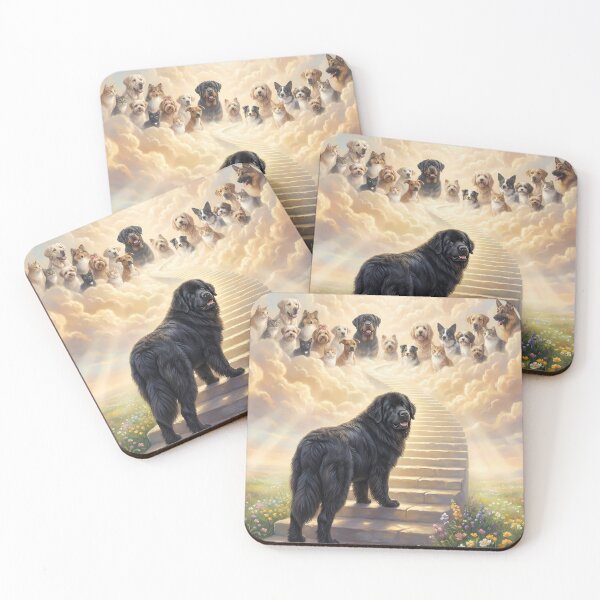 Item preview, Newfoundland Dog on Stairway to Heaven Looking Back designed and sold by PetMemorialArt.