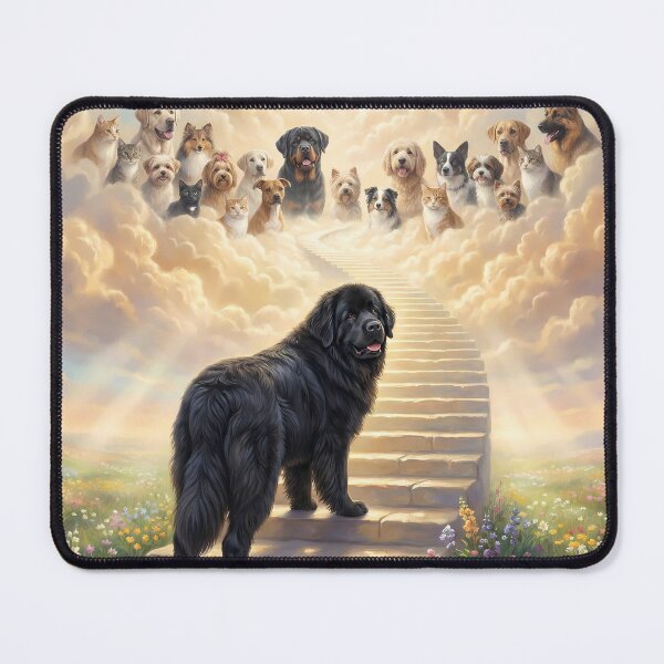 Item preview, Newfoundland Dog on Stairway to Heaven Looking Back designed and sold by PetMemorialArt.