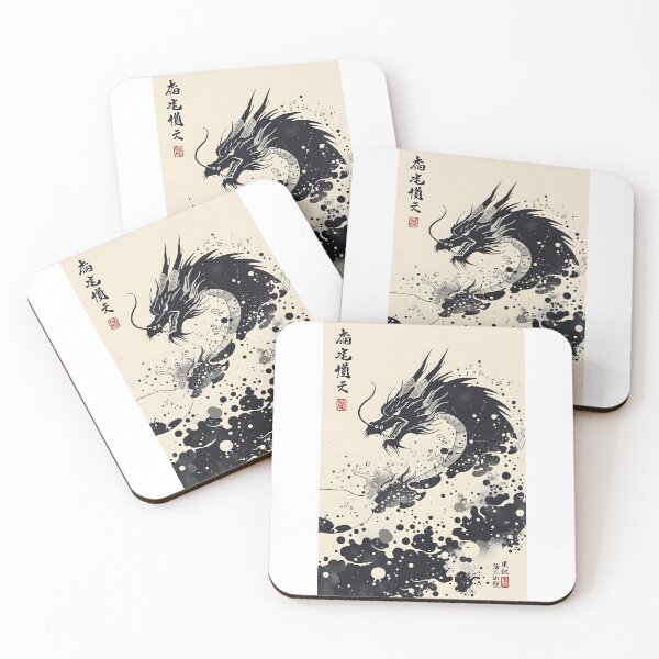 Item preview, Ocean Serpent Dragon – Ink Wave Fantasy Poster designed and sold by blacksealstudio.