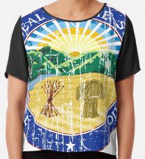 OHIO STATE SEAL - POPULAR DISTRESSED STATE DESIGN WITH OHIO STATE SEAL Chiffon Top