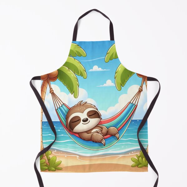 Item preview, Cute Sloth Hammock Beach Cartoon designed and sold by CuteThingsWorld.