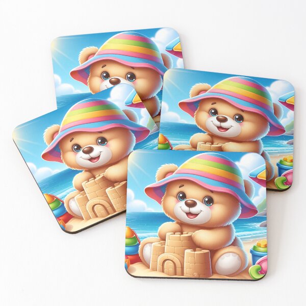 Item preview, Cute Teddy Bear Sandcastle Beach Cartoon designed and sold by CuteThingsWorld.