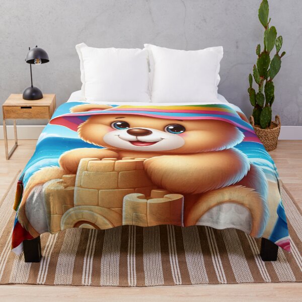 Item preview, Cute Teddy Bear Sandcastle Beach Cartoon designed and sold by CuteThingsWorld.