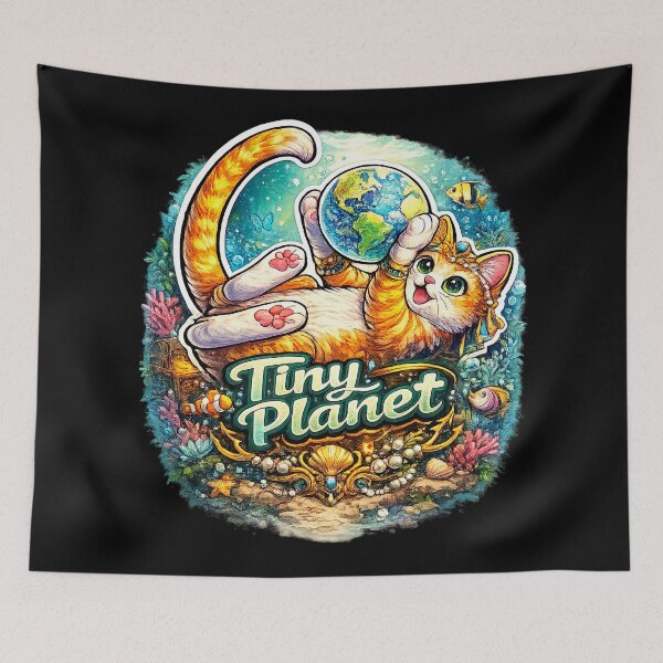 Item preview, Tiny Planet – Ocean Cat Queen | Underwater Fantasy Illustration designed and sold by Dominik1994.