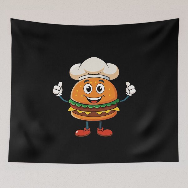 Item preview, Funny Burger Chef Cartoon – Cute Fast Food Character Illustration designed and sold by Graphizia.