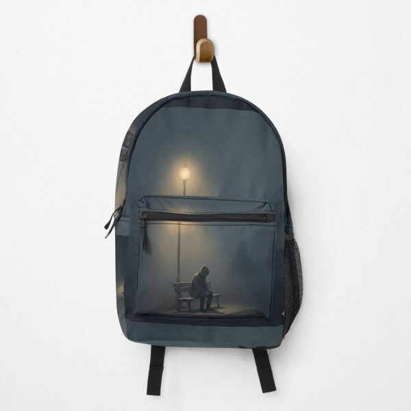 Item preview, Person Sitting Alone Under Streetlight Dark Night Art designed and sold by Swaksh.