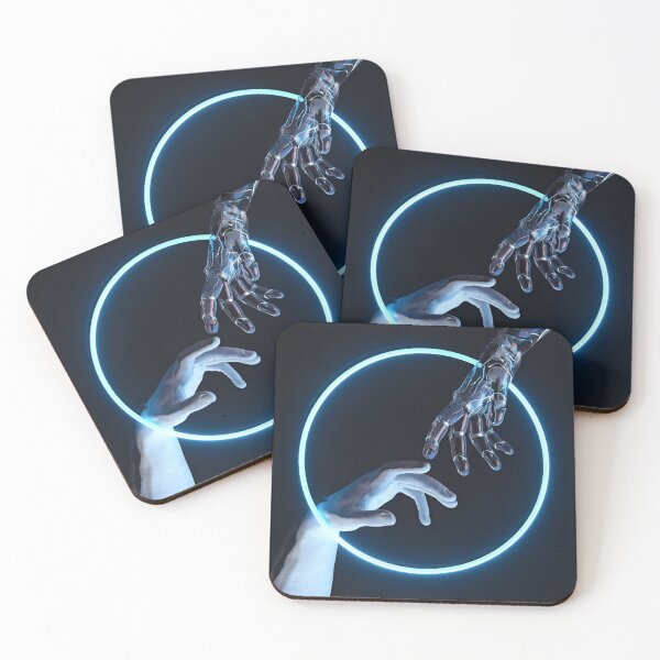 Item preview, Human & Machine – Digital Touch in a Neon Circle designed and sold by Dyan4.