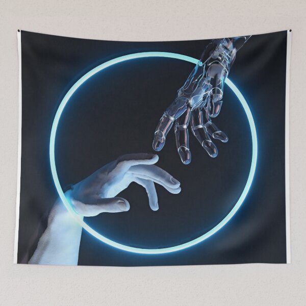 Item preview, Human & Machine – Digital Touch in a Neon Circle designed and sold by Dyan4.