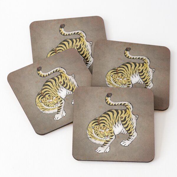 Item preview, Korean Guardian Tiger A - Vintage Folk Art for Protection and Luck designed and sold by QamarART Paintings.