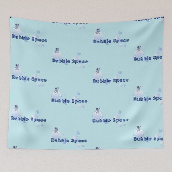 Item preview, Bubble Space Text Blue Bubbles Stickers Coffee Cups TShirt Cards Prints Wall Art Home Decoration Hat Stationary Notebook Magnet Work School Office Gift Redbubble Shop designed and sold by Saritas Boutique Shop.