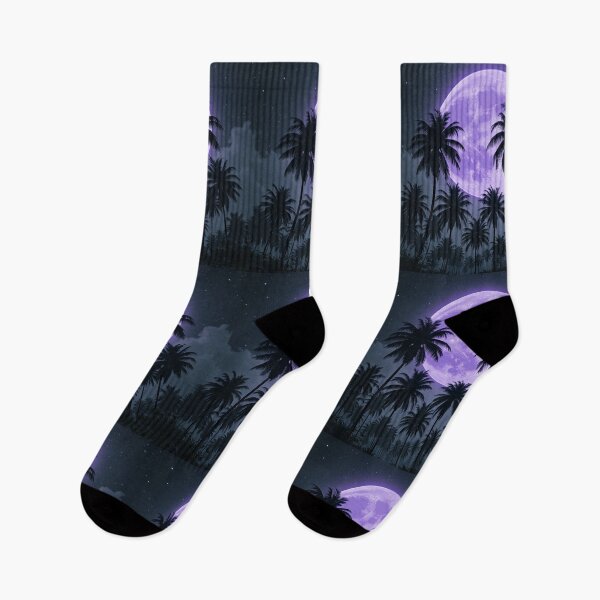 Item preview, Purple Moon Palms – Surreal Tropical Night Dream Art designed and sold by PixelVibe782.