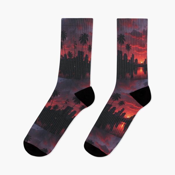 Item preview, Cinematic Tropical City Sunset – Palms, Reflections, and Urban Dusk designed and sold by PixelVibe782.