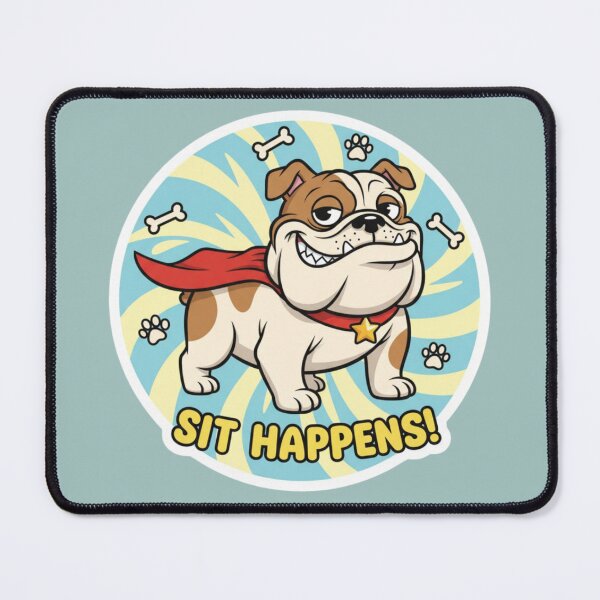 Item preview, Funny Bulldog Sit Happens Cartoon designed and sold by PrintBreeze.