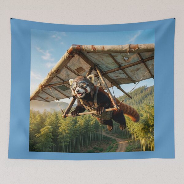Item preview, Red Panda Flies over Bamboo Grove designed and sold by Tridentulus.