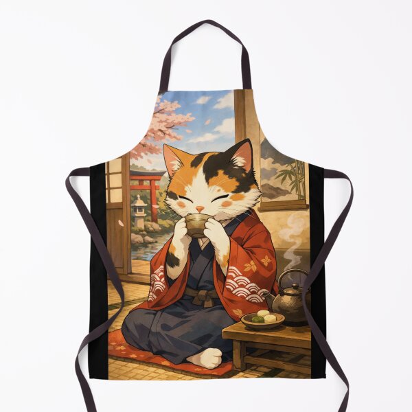 Item preview, Japanese cat drinking tea in its haori designed and sold by KumaMuse.
