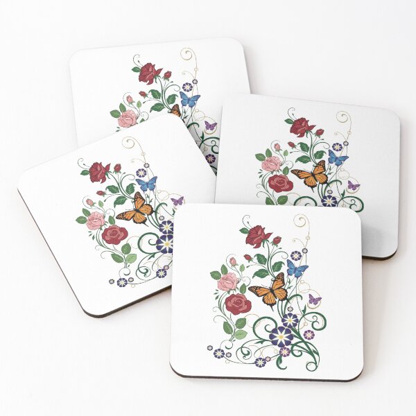 Item preview, Colorful Roses and Butterflies Garden Floral Botanical Art designed and sold by Reminixi.