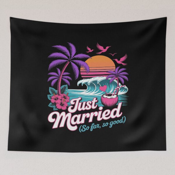 Item preview, Just Married So Far So Good Palm Tree Honeymoon designed and sold by Tatianamiobi.