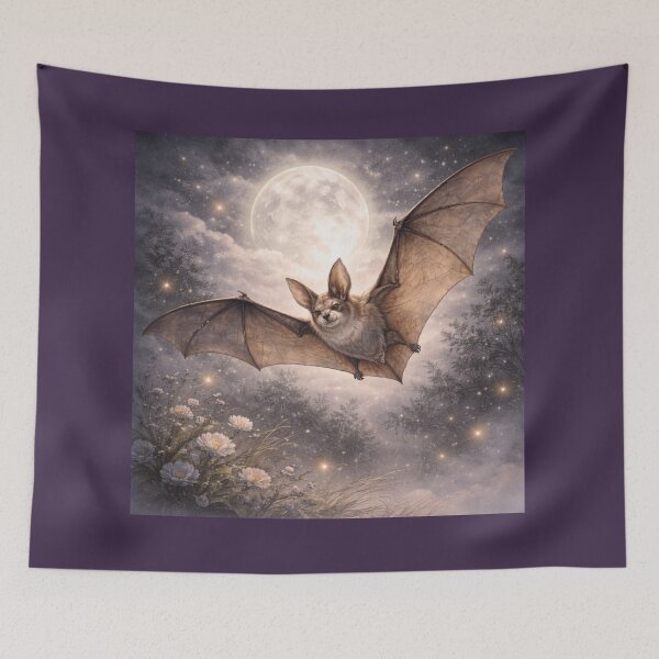 Item preview, Bat – Navigating the Dark | Moonlit Night Wildlife Art designed and sold by GeoWild Designs.