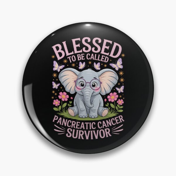 Item preview, Pancreatic Cancer Elephant Purple Ribbon Blessed Survivor designed and sold by FaithAbbott.