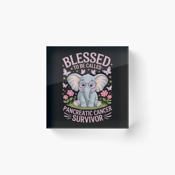 Item preview, Pancreatic Cancer Elephant Purple Ribbon Blessed Survivor designed and sold by FaithAbbott.