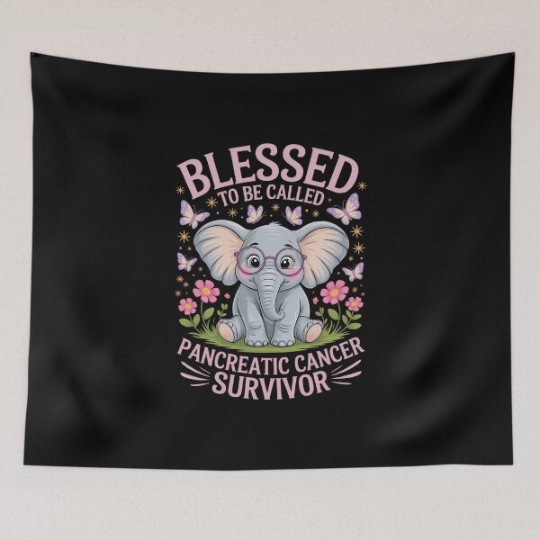 Item preview, Pancreatic Cancer Elephant Purple Ribbon Blessed Survivor designed and sold by FaithAbbott.